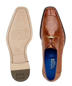 Belvedere 100% Genuine Ostrich Quill & Leg Dress Tie Shoe - Almond -Fashionable Costume BEL R34 1 3 10207.1667686645