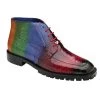 Belvedere Genuine Ostrich Leg Hand Painted Lug Sole Boot
