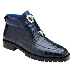 Copy Of Belvedere Genuine Caiman Crocodile Lug Sole Boot - Navy