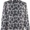 Bassiri Long Sleeve Camp Shirt - Black & Grey Fancy Paisley Design