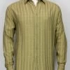 Bassiri Gold Tone Seer-Sucker Long Sleeve Camp Shirt