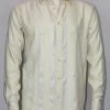 Bassiri Cream Ribbon Weave Long Sleeve Camp Shirt