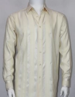 Bassiri Cream Ribbon Weave Long Sleeve Camp Shirt