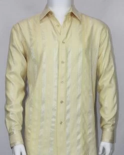 Bassiri Yellow Ribbon Weave Long Sleeve Camp Shirt