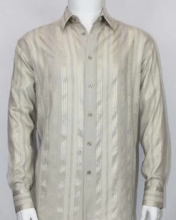 Bassiri Sand Ribbon Weave Long Sleeve Camp Shirt