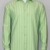 Bassiri Green Faded Stripes Long Sleeve Camp Shirt