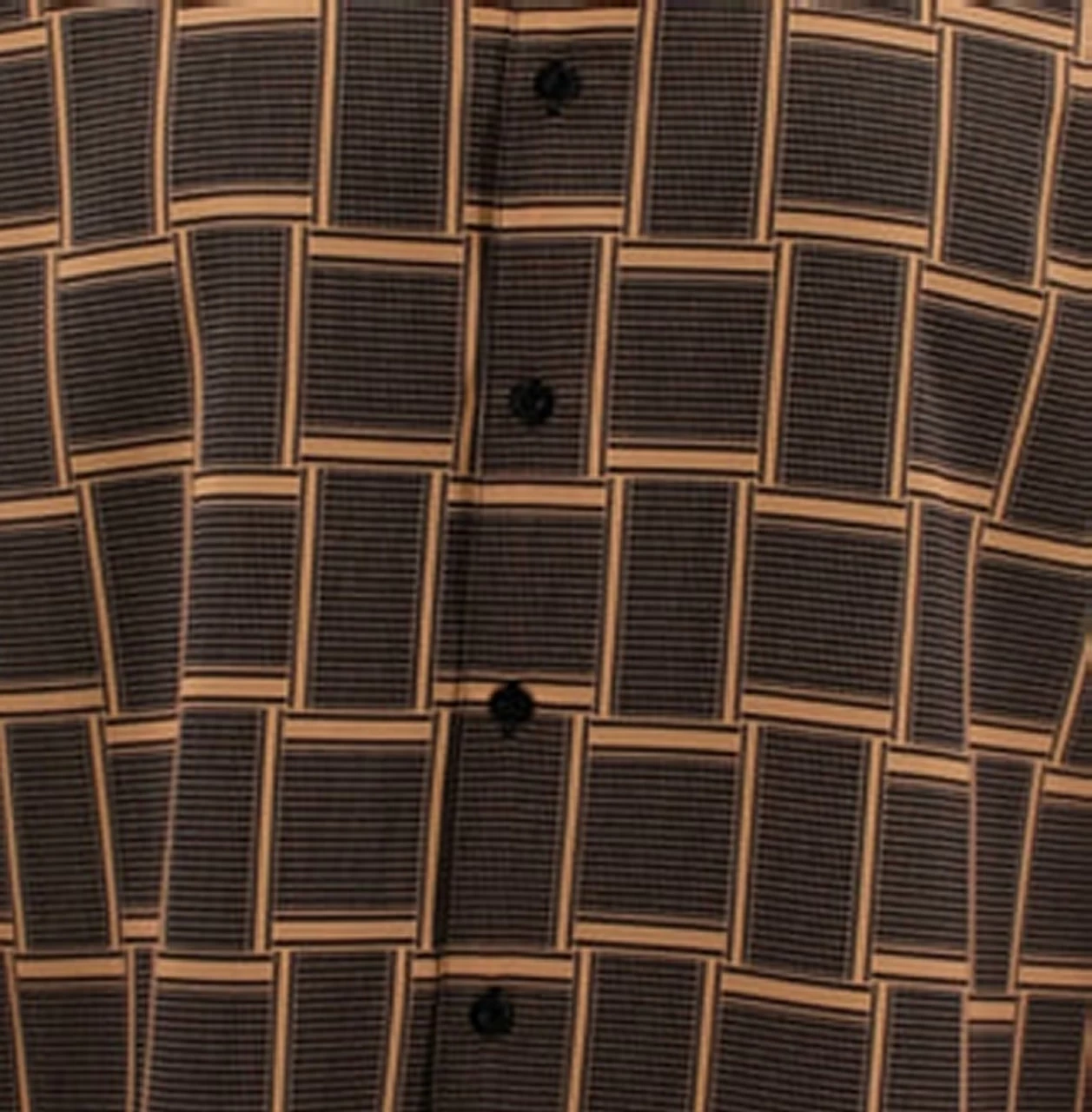 Bassiri Long Sleeve Camp Shirt - Large Basket Weave Pattern - Brown & Copper 2 Bassiri Long Sleeve Camp Shirt - Large Basket Weave Pattern - Brown & Copper - Image 2