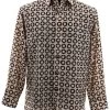 Bassiri Brown Circles On Tan Long Sleeve Camp Shirt