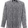 Bassiri Black Circles On White Long Sleeve Camp Shirt