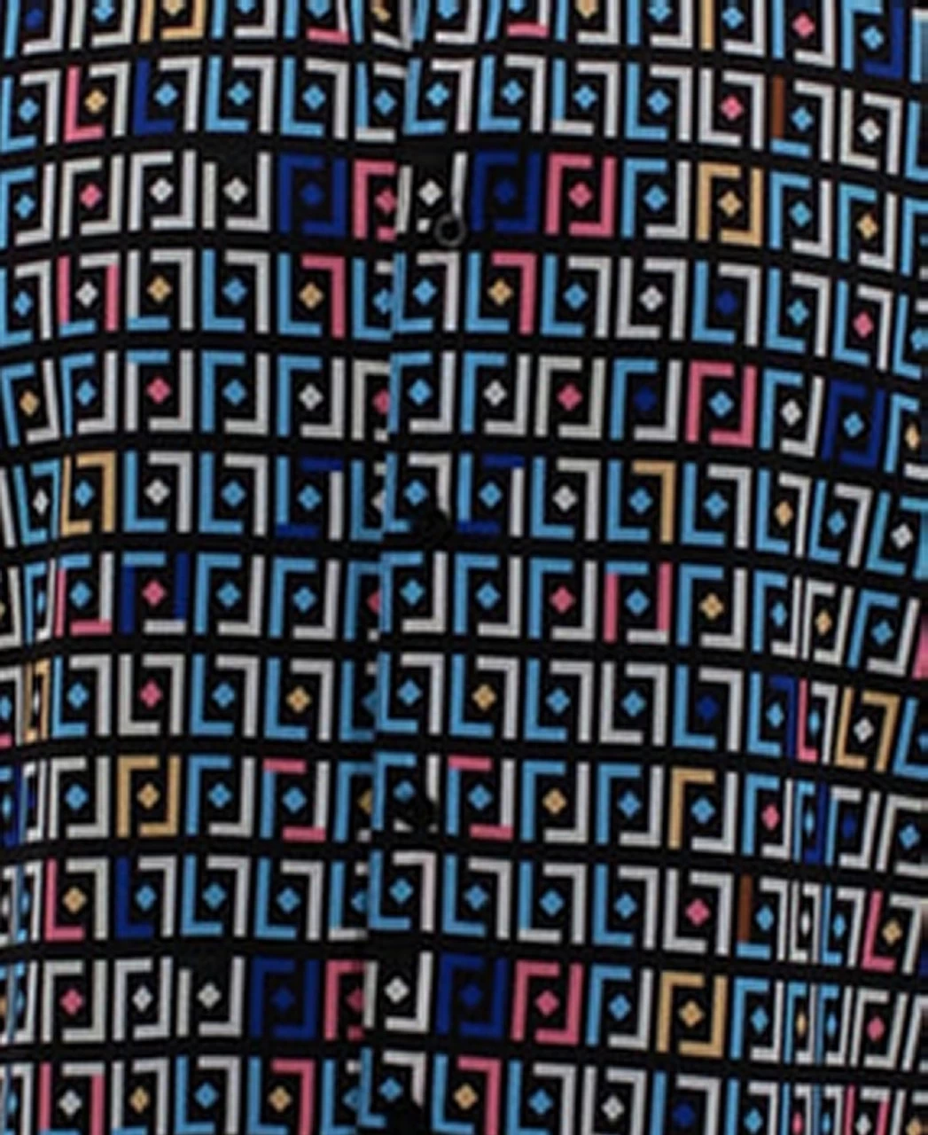 Bassiri Long Sleeve Camp Shirt - Blue Festive Block Design 2 Bassiri Long Sleeve Camp Shirt - Blue Festive Block Design - Image 2