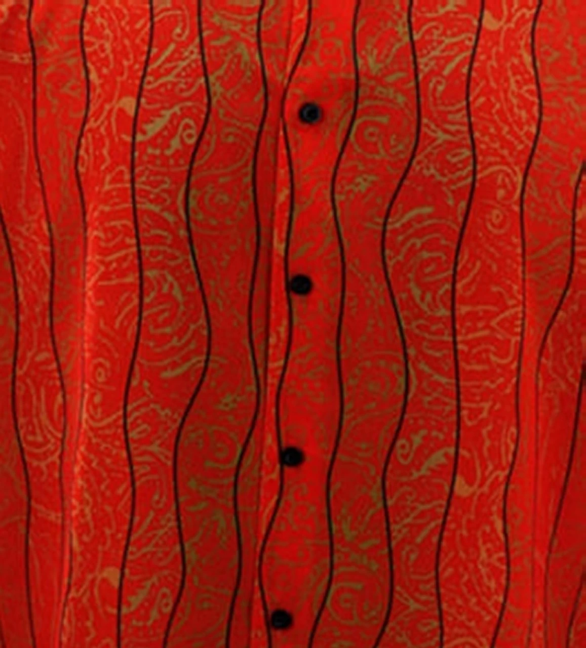 Bassiri Bright Red Wavy Line Mix Design Long Sleeve Camp Shirt 2 Bassiri Bright Red Wavy Line Mix Design Long Sleeve Camp Shirt - Image 2