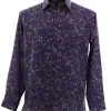 Bassiri Long Sleeve Camp Shirt - Abstract Speckles On Purple