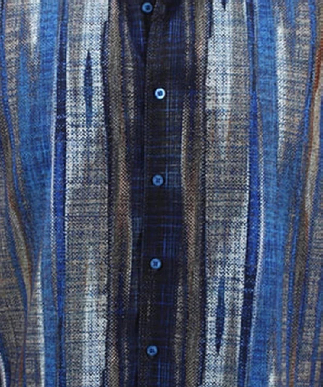 Bassiri Long Sleeve Camp Shirt - Blue Multi-Color Streak Design 2 Bassiri Long Sleeve Camp Shirt - Blue Multi-Color Streak Design - Image 2