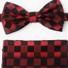 Red And Black Diamonds Pre-Tied Silk Bow Tie Set