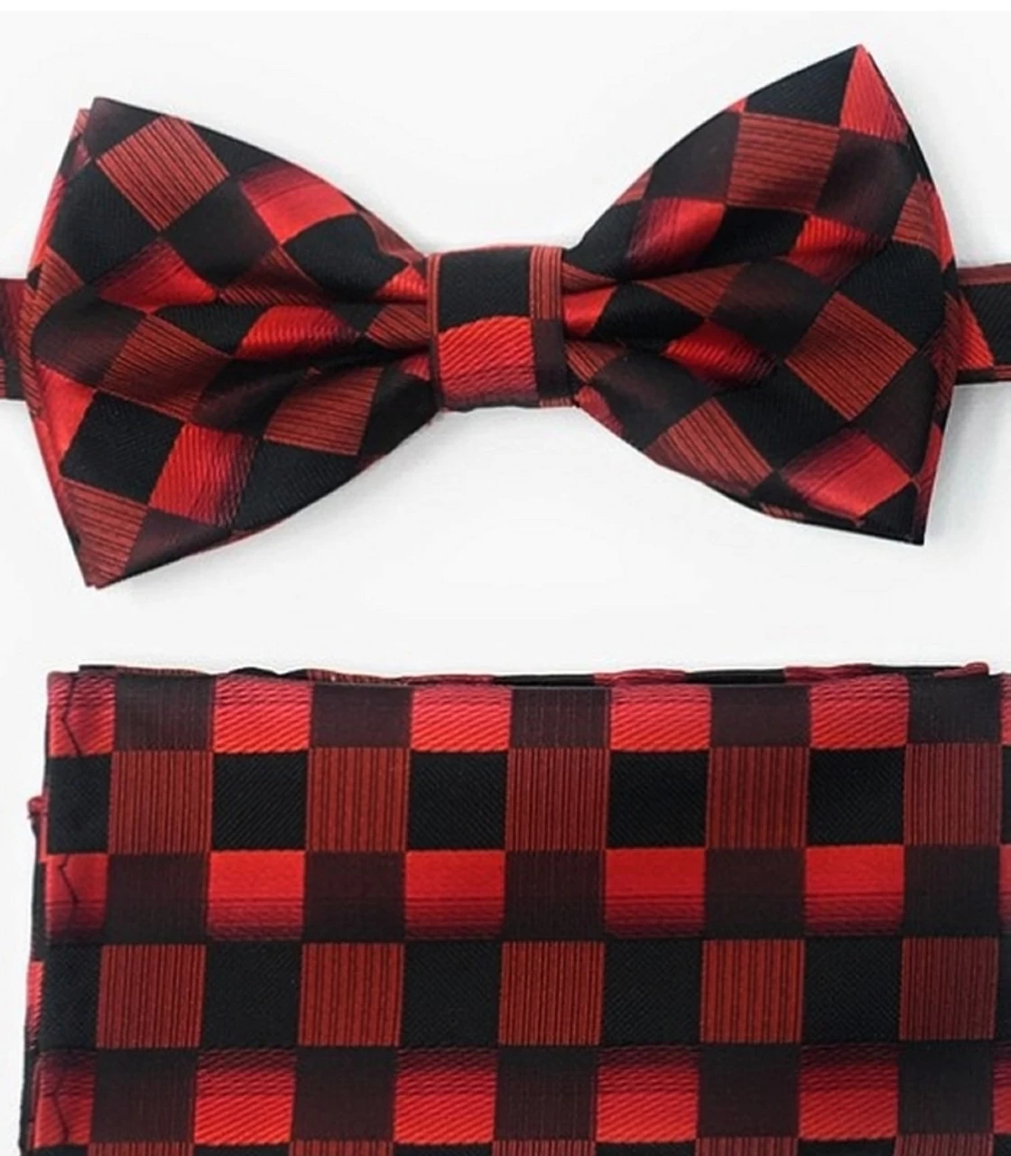 Red And Black Diamonds Pre-Tied Silk Bow Tie Set 1 Red And Black Diamonds Pre-Tied Silk Bow Tie Set