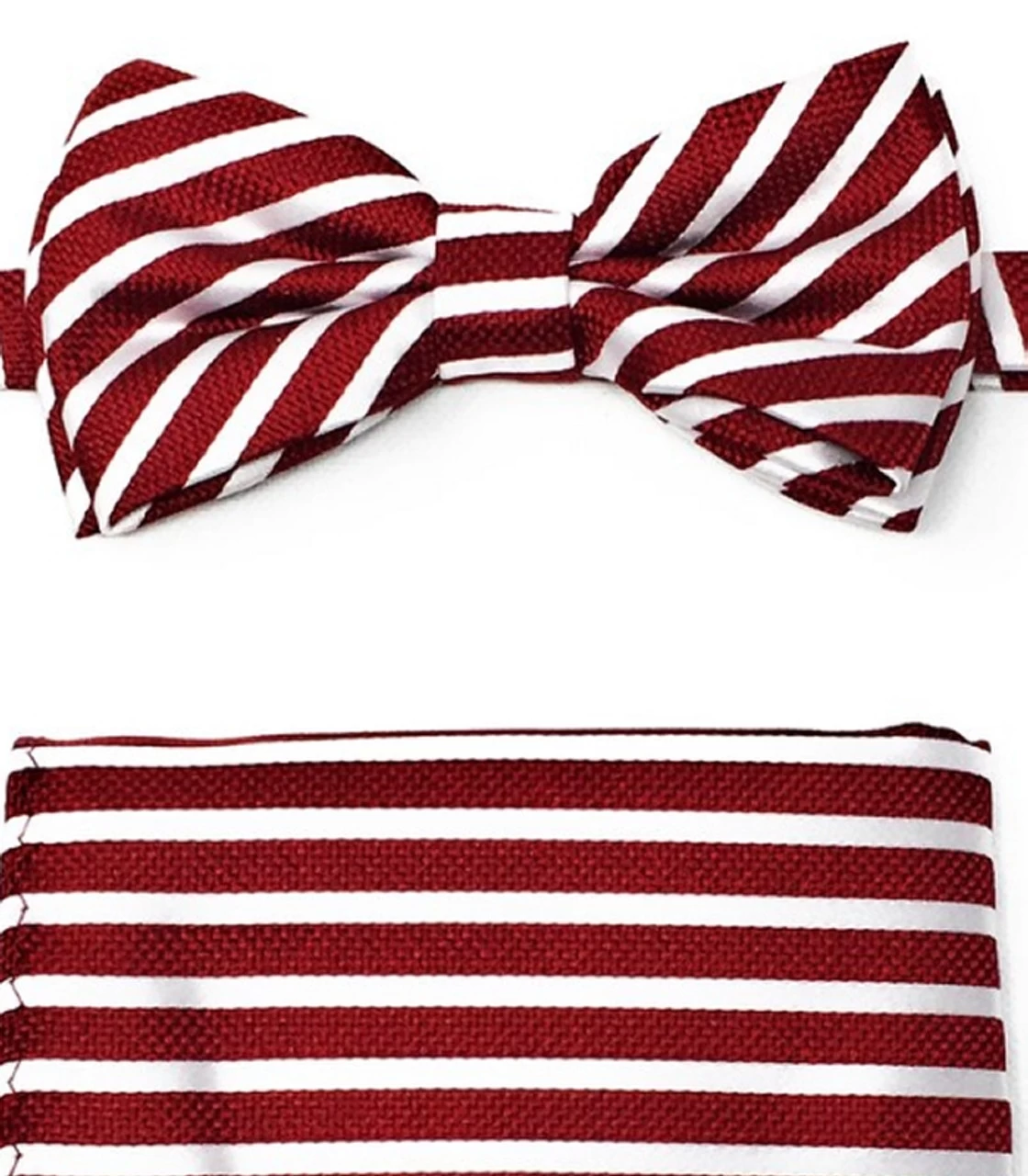 Dark Red And White Stripes Pre-Tied Silk Bow Tie Set 1 Dark Red And White Stripes Pre-Tied Silk Bow Tie Set