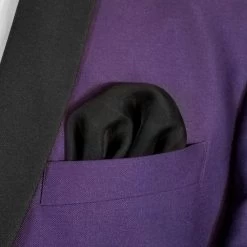 100% Silk Chiffon Black Formal Pre-Folded Pocket Square Insert