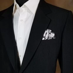 100% Silk Pre-Folded Fan Design Pocket Square Insert - Black & White Floral -Fashionable Costume BlackFloral 13626.1642796845