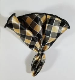 Antonio Ricci 2-in-1 Pouf Round Pocket Square - Black & Tan Check 9 Antonio Ricci 2-in-1 Pouf Round Pocket Square - Black & Tan Check -Fashionable Costume Black Tan Check4 98876.1651353733