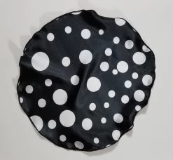 Antonio Ricci 2-in-1 Pouf Round Pocket Square - White On Black Multi-Size Dots -Fashionable Costume Black WhiteMultiDots 3 78808.1656625478