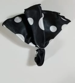 Antonio Ricci 2-in-1 Pouf Round Pocket Square - White On Black Multi-Size Dots -Fashionable Costume Black WhiteMultiDots 5 79995.1656625488