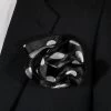 Antonio Ricci 2-in-1 Pouf Round Pocket Square - White On Black Multi-Size Dots