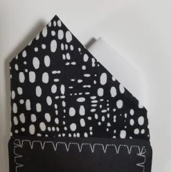 Two-Tone Black & White Abstract Ovals 100% Cotton Pre-Folded Pocket Square Insert -Fashionable Costume Black White Abstract Ovals 3 51481.1683489780