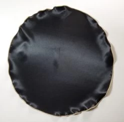 Antonio Ricci 2-in-1 Pouf Round Pocket Square - Light Gold Trim On Black -Fashionable Costume Black lightGold 2 36604.1683481677