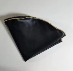 Antonio Ricci 2-in-1 Pouf Round Pocket Square - Light Gold Trim On Black -Fashionable Costume Black lightGold 3 60590.1683481669