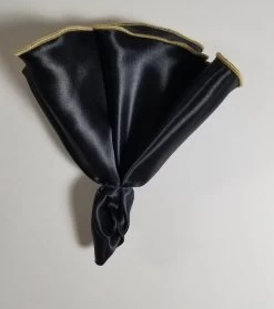 Antonio Ricci 2-in-1 Pouf Round Pocket Square - Light Gold Trim On Black -Fashionable Costume Black lightGold 4 08785.1683481669