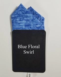 100% Cotton Pre-Folded Pocket Square Handkerchief Insert - Blue Floral Swirl -Fashionable Costume Blue Floral Swirl ebay 42894.1683994147