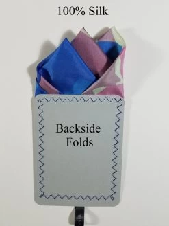 100% Silk Blue & Pink Mix Pre-Folded Pocket Square Insert -Fashionable Costume Blue Pink Abstract2 4 08278.1678302685
