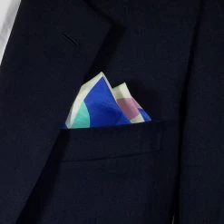 100% Silk Blue & Pink Mix Pre-Folded Pocket Square Insert