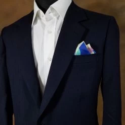 100% Silk Blue & Pink Mix Pre-Folded Pocket Square Insert -Fashionable Costume Blue Pink Abstract2 47144.1678302685