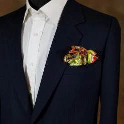 Antonio Ricci 2-in-1 Pouf Round Pocket Square - Bright Botanical Design -Fashionable Costume Botanic 4 19717.1661637495