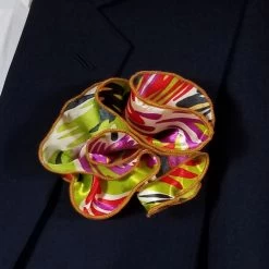 Antonio Ricci 2-in-1 Pouf Round Pocket Square - Bright Botanical Design