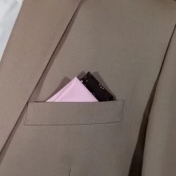 100% Cotton Pre-Folded Pocket Square Handkerchief Insert - Mod Brown & Pink -Fashionable Costume Brown Mod 2 82187.1665421549