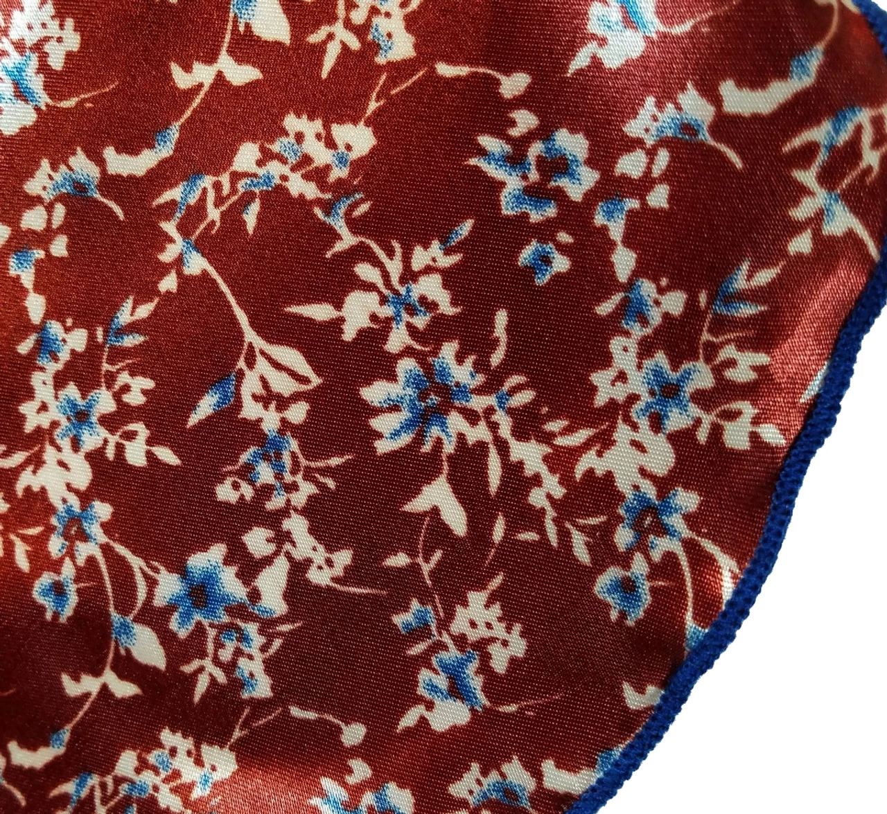 Antonio Ricci 2-in-1 Pouf Round Pocket Square - Burgundy Blue Floral 5 Antonio Ricci 2-in-1 Pouf Round Pocket Square - Burgundy Blue Floral - Image 5