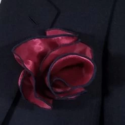 Antonio Ricci 2-in-1 Pouf Round Pocket Square - Navy Trim On Burgundy