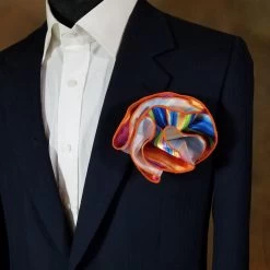 Antonio Ricci 2-in-1 Pouf Round Pocket Square - Bright Candy Stripe Pattern -Fashionable Costume CandyStripe 03860.1661636590