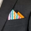 Two-Tone Crayon Stripe With Orange 100% Cotton Pre-Folded Pocket Square Insert