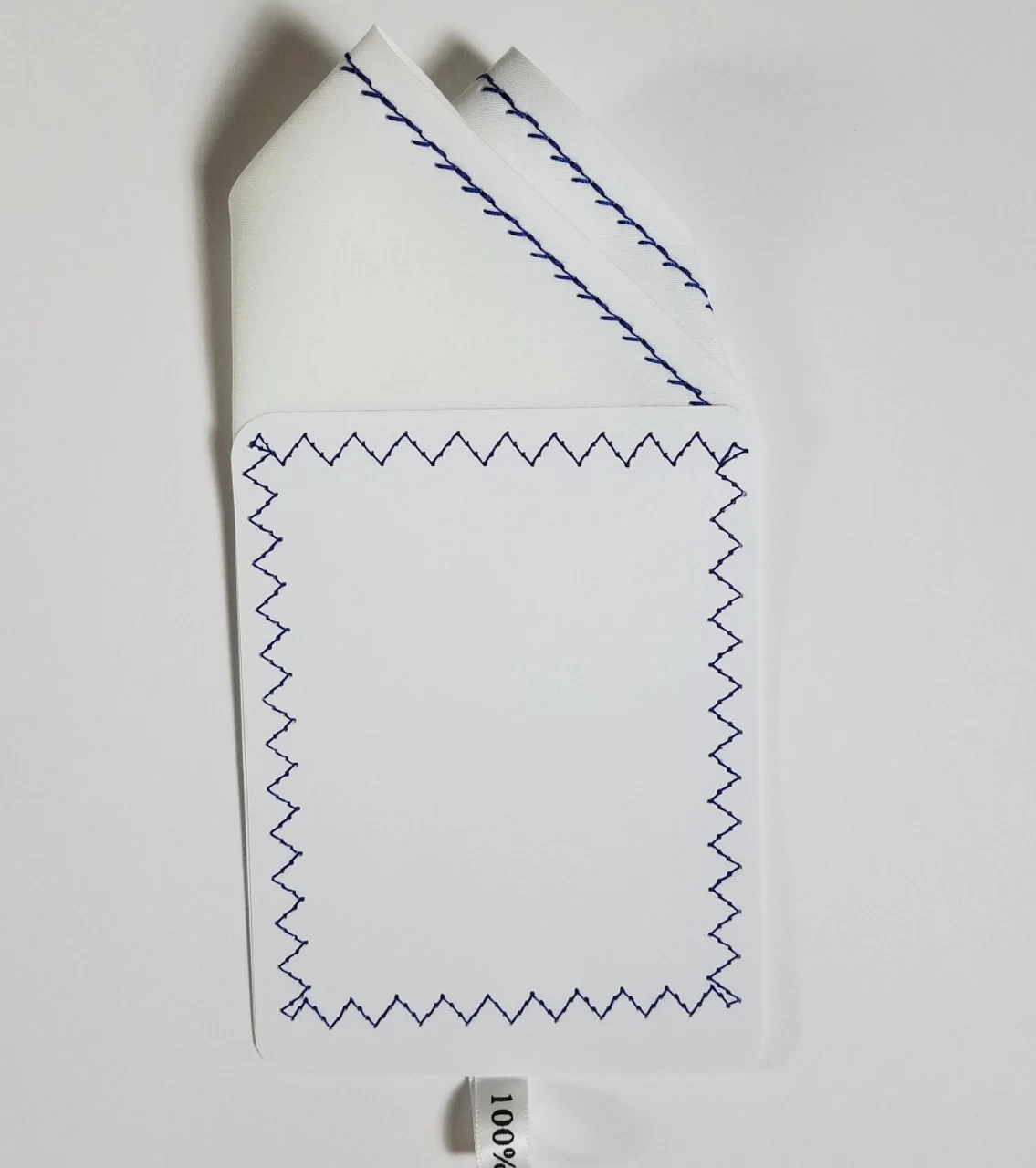 100% Cotton Pre-Folded Pocket Square Handkerchief Insert - Dark Blue On White 3 100% Cotton Pre-Folded Pocket Square Handkerchief Insert - Dark Blue On White - Image 3