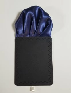 Dark Blue Satin Pre-Folded Pocket Square Insert -Fashionable Costume Dark Blue 2 62483.1683137297