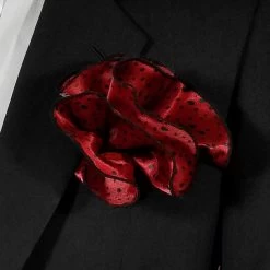 Antonio Ricci 2-in-1 Pouf Pocket Square - Black Specks On Dark Red