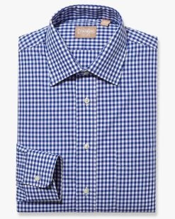 Gitman Bros. 100% Cotton Navy Blue Gingham Dress Shirt