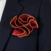 Antonio Ricci 2-in-1 Pouf Round Pocket Square - Gold Trim On Garnet Red