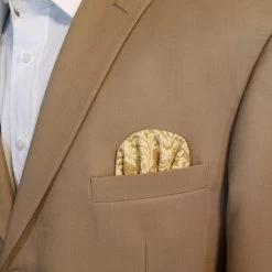 Tan 100% Cotton Pre-Folded Pocket Square Insert 5 Tan 100% Cotton Pre-Folded Pocket Square Insert -Fashionable Costume GoldFloral cotton 98748.1640037214