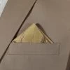 100% Silk Gold & Brown Stripe Point Design Pre-Folded Pocket Square Insert