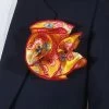 Antonio Ricci 2-in-1 Pouf Round Pocket Square - Marigold & Red Floral