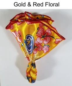 Antonio Ricci 2-in-1 Pouf Round Pocket Square - Marigold & Red Floral -Fashionable Costume Gold Red Floral4 ebay 18753.1651353914